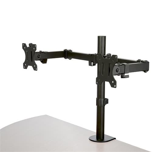 StarTech.com Desk Mount Dual Monitor Arm, Desk Clamp / Grommet VESA Monitor Mount for up to 32 inch Displays, Ergonomic Articulating Monitor Arm, Height Adjustable/Tilt/Swivel/Rotating - Space-saving Design (ARMDUAL2) - Mounting kit - adjustable arm - for 2 monitors - steel - black - screen size: 13"-32" - desk-mountable