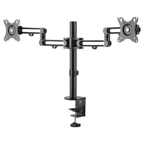 StarTech.com Desk Mount Dual Monitor Arm, Desk Clamp VESA Compatible Monitor Mount for up to 32 inch Displays, Ergonomic Articulating Monitor Arm, Height Adjustable/Tilt/Swivel/Rotating - Double Monitor Arm (ARMDUAL3) - Mounting kit - adjustable arm - for 2 monitors - aluminium - black - screen size: up to 32" - desk-mountable