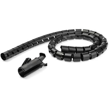 StarTech.com 1.5m (4.9ft) Cable Management Sleeve - Spiral - 1" (25mm) Diameter - W/ Cable Loading Tool - Black (CMSCOILED) - Cable sleeving kit - black - 1.5 m