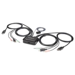 StarTech.com 2 Port DisplayPort KVM Switch, 4K 60Hz, Compact Dual Port UHD DP 1.2 USB Desktop KVM Switch w/ Integrated 4ft Cables & Audio, Bus Powered & Remote Switching, MacBook ThinkPad - 4K KVM Switch w/ Audio (SV211DPUA4K) - KVM / audio switch - 2 x KVM / audio - desktop