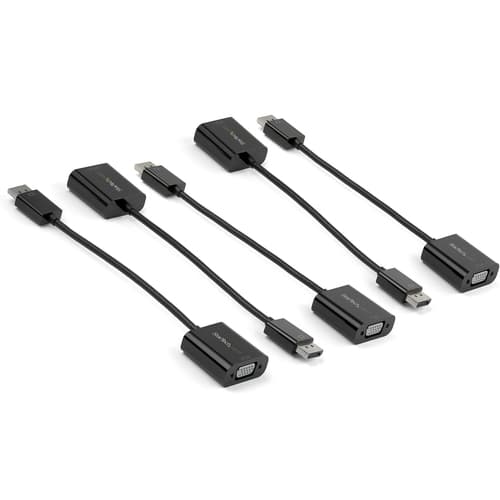 StarTech.com 5-Pack DisplayPort to VGA Adapter, DisplayPort 1.2 HBR2 to VGA Active Adapter, Digital DP to Analog VGA Video Converter Dongle, DisplayPort Male to VGA Female Monitor Adapter - Active DP 1.2 to VGA (DP2VGA3X5) - Adapter - DisplayPort (M) to HD-15 (VGA) (F) - DisplayPort 1.2 - 10 cm - 1080p support, active - black (pack of 5)