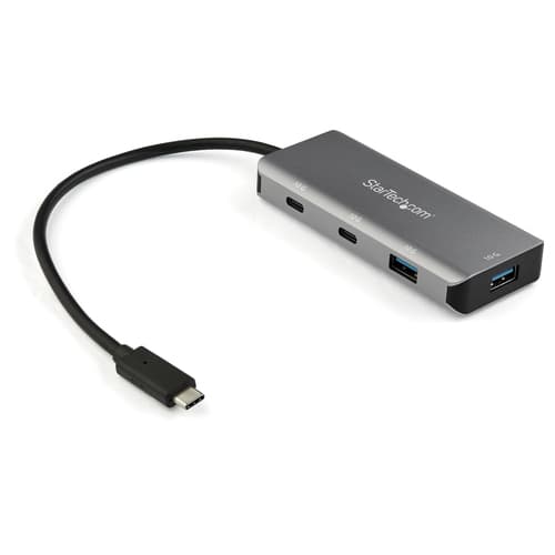 StarTech.com 4 Port USB C Hub w/ 2x USB A & 2x USB C, SuperSpeed 10Gbps USB Type-C 3.1/3.2 Gen 2 Hub, USB Bus Powered, Portable USB-C to USB Adapter Hub, Aluminum, 9.8" (25cm) Cable - Windows/macOS/Linux - Hub - 2 x USB-C + 2 x USB 3.1 Gen 2 - desktop - for P/N: PEXUSB321C