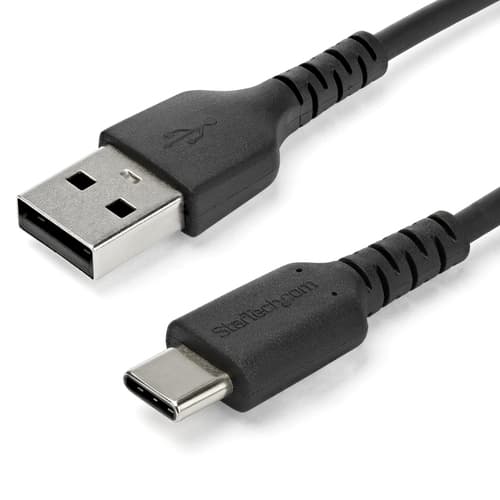 StarTech.com 1m USB A to USB C Charging Cable, Durable Fast Charge & Sync USB 2.0 to USB Type C Data Cord, Rugged TPE Jacket Aramid Fiber M/M 3A Black, Samsung S10, S20, iPad Pro, Pixel - Heavy Duty and Rugged - USB cable - USB (M) straight to 24 pin USB-C (M) straight - Thunderbolt 3 / USB 2.0 - 1 m - black - for P/N: CDP2HDUACP2, HB30AM4AB, HB31C2A2CME, HB31C3A1CME, SECTBLTDT, STNDTBLTMOB