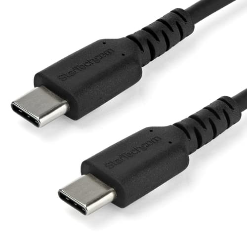 StarTech.com 1m USB C Charging Cable, Durable Fast Charge & Sync USB 2.0 Type C to USB C Laptop Charger Cord, TPE Jacket Aramid Fiber M/M 60W Black, Samsung S10, S20 iPad Pro MS Surface - Heavy Duty and Rugged - USB cable - 24 pin USB-C (M) straight to 24 pin USB-C (M) straight - Thunderbolt 3 / USB 2.0 - 1 m - black - for P/N: CDP2HDUACP2, SECTBLTDT