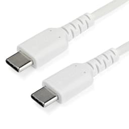 StarTech.com 2m USB C Charging Cable, Durable Fast Charge & Sync USB 2.0 Type C to USB C Laptop Charger Cord, TPE Jacket Aramid Fiber M/M 60W White, Samsung S10, S20 iPad Pro MS Surface - Heavy Duty and Rugged - USB cable - 24 pin USB-C (M) straight to 24 pin USB-C (M) straight - Thunderbolt 3 / USB 2.0 - 2 m - white