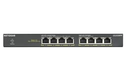 NETGEAR GS308PP - Switch - unmanaged - 8 x 10/100/1000 (PoE+) - desktop, wall-mountable - PoE+ (83 W) - DC power