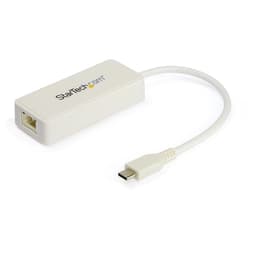 StarTech.com USB C to Gigabit Ethernet Adapter with USB A Port, White 1Gbps NIC USB 3.0/USB 3.1 Type C Network Adapter, 1GbE USB-C RJ45/LAN TB3 Compatible Windows MacBook Pro Chromebook - USB C to Ethernet (US1GC301AUW) - Network adapter - USB-C - Gigabit Ethernet + USB 3.1 Gen 2 - white