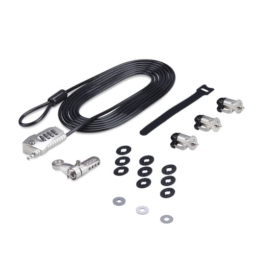 StarTech.com Laptop/Desktop & Peripheral Lock Kit, 9.8ft (3m) Cable - Workstation locking kit - theft-deterring - black & silver - 3 m - TAA Compliant