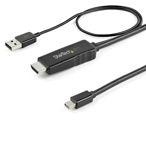 StarTech.com 3ft (1m) HDMI to Mini DisplayPort Cable 4K 30Hz, Active HDMI to mDP Adapter Converter Cable with Audio, USB Powered, Mac & Windows, HDMI Male to mDP Male Video Adapter Cable - HDMI to mDP Converter (HD2MDPMM1M) - Video / audio cable - HDMI, USB (power only) male to Mini DisplayPort male - 1 m - black - 4K support