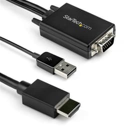 StarTech.com 3m VGA to HDMI Converter Cable with USB Audio Support & Power, Analog to Digital Video Adapter Cable to connect a VGA PC to HDMI Display, 1080p Male to Male Monitor Cable - Supports Wide Displays (VGA2HDMM3M) - Adapter cable - USB, HD-15 (VGA) male to HDMI male - 3 m - black - active, 1080p support, USB power + audio