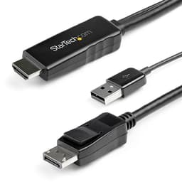 StarTech.com 2m (6ft) HDMI to DisplayPort Cable 4K 30Hz, Active HDMI 1.4 to DP 1.2 Adapter Converter Cable with Audio, USB Powered, Mac & Windows, HDMI Laptop to DP Monitor, Male/Male - Built-In USB Cable - Video cable - HDMI, USB (power only) male to DisplayPort male - 2 m - black - 4K support, active