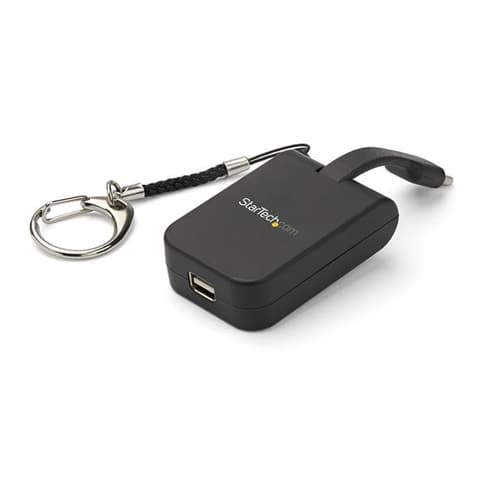 StarTech.com Compact USB C to Mini DisplayPort Adapter, 8K 60Hz/4K USB-C to mDP 1.4 Video Converter w/Keychain Ring, USB Type-C DP Alt Mode (HBR3 HDR DSC) to mDP Monitor, TB3 Compatible - USB-C Keychain Adapter (CDP2MDPFC) - USB / DisplayPort adapter - 24 pin USB-C (M) to Mini DisplayPort (F) - Displayport 1.2/Thunderbolt 3 - 4K support - black