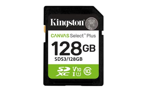 Kingston Canvas Select Plus - Flash memory card - 128 GB - Video Class V10 / UHS-I U1 / Class10 - SDXC UHS-I — view 1