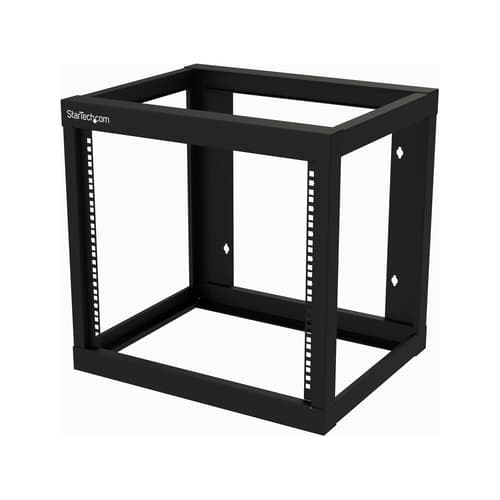 StarTech.com 9U 19" Wall Mount Network Rack 17" Deep 2 Post Open Frame for Server Room/Data/AV/IT/Communication/Computer Equipment/Patch Panel w/ Cage Nuts/Screws Hook/Loop 175lb Capacity - Wallmount Server Rack (RK919WALLO) - Rack open frame - 2-post - wall mountable - black - 9U - 19