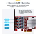 StarTech.com 4-Port USB Type-C PCIe Card, USB-C 10Gb, 4x Controllers, TAA