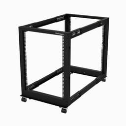 StarTech.com 15U 19" Open Frame Server Rack, 4 Post Adjustable Depth 22-40" Mobile, Free Standing Rolling Network/Computer Equipment Data Rack, Dell PowerEdge, HP ProLiant ThinkServer - Adjustable Server Rack (4POSTRACK15U) - Rack open frame - 4-post - floor-standing - black - 15U