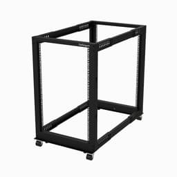 StarTech.com 18U 19" Open Frame Server Rack, 4 Post Adjustable Depth 22-40" Mobile, Free Standing Rolling Network/Computer Equipment Data Rack, Dell PowerEdge, HP ProLiant ThinkServer - Adjustable Server Rack (4POSTRACK18U) - Rack open frame - 4-post - floor-standing - black - 18U