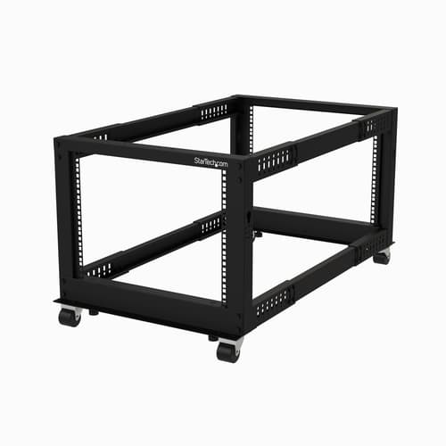 StarTech.com 8U 19" Open Frame Server Rack, 4 Post Adjustable Depth 23-41" Mobile, Free Standing Rolling Network/Computer Equipment Data Rack, Dell PowerEdge, HP ProLiant ThinkServer - Adjustable Server Rack (4POSTRACK8U) - Rack open frame - 4-post - floor-standing - black - 8U