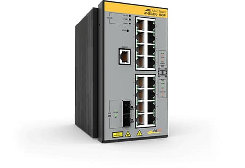 Allied Telesis AT IE340L-18GP - Switch - L3 - Managed - 8 x 10/100/1000 (PoE+) + 8 x 10/100/1000 (PoE) + 2 x 1000Base-X SFP - DIN rail mountable, wall-mountable - PoE+ (240 W) - DC power