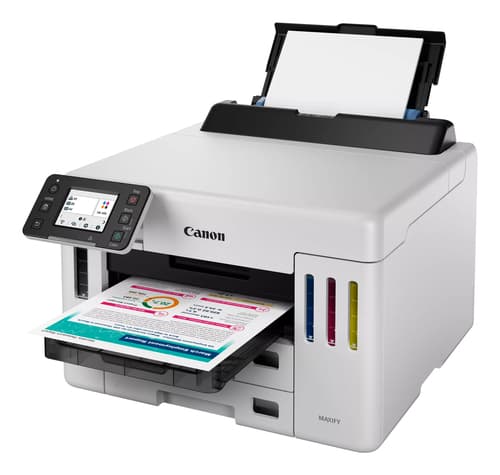 Canon MAXIFY GX5550 A4 Colour Print Only Printer. Refillable Inktank printer. 600 Sheet Capacity, 2x 250 Sheet Cassetts, 100 Sheet Feeder. 24ipm mono, 15ipm colour. USB/WIFI/Ethernet. MacOS/Windows/IOS/Android/ChromeOSWeight: 14.54 KG — view 5