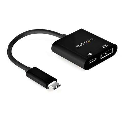 StarTech.com USB C to DisplayPort Adapter with Power Delivery, 8K 60Hz/4K 120Hz USB Type C to DP 1.4 Monitor Video Converter w/60W PD Pass-Through Charging, HBR3, Thunderbolt 3 Compatible - USB-C Male to DP Female (CDP2DP14UCPB) - USB / DisplayPort adapter - 24 pin USB-C (M) to DisplayPort, 24 pin USB-C (F) - Thunderbolt 3 / DisplayPort 1.4 - 8K support, active - black