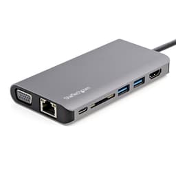 StarTech.com USB C Multiport Adapter, USB-C Mini Travel Dock with 4K HDMI or 1080p VGA, 3x USB 3.0 Hub, SD, GbE, Audio, 100W PD Pass-Through, Portable Docking Station for Laptop/Tablet - USB 3.0 Mini Dock - Docking station - USB-C - VGA, HDMI - 1GbE