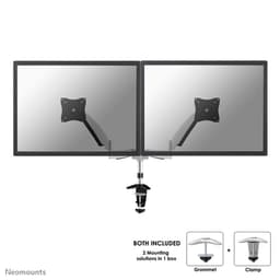 Neomounts FPMA-D950D - Mounting kit - full-motion - for 2 LCD displays - silver - screen size: 10"-27" - clamp mountable, grommet, desk-mountable
