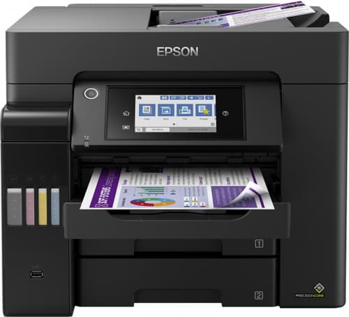 Epson EcoTank ET-5850 ET 5850 ET5850 - Multifunction printer - colour - ink-jet - A4 (210 x 297 mm) (original) - A4 (media) - up to 25 ppm (printing) - 550 sheets - 33.6 Kbps - USB 2.0, LAN, Wi-Fi(ac) - black