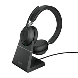 Jabra Evolve2 65 MS Stereo - Headset - on-ear - Bluetooth - wireless - USB-A - noise isolating - black - with charging stand - Certified for Microsoft Teams