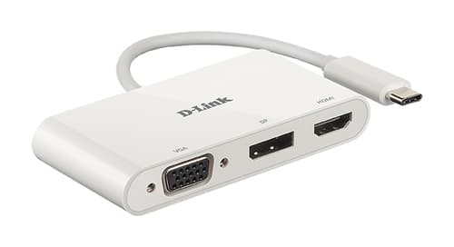 D-Link DUB-V310 - Adapter - 24 pin USB-C male to HD-15 (VGA), HDMI, DisplayPort female - 11 cm - 4K support