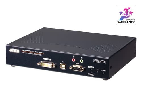 ATEN KE6900AT DVI-I Single Display KVM over IP Transmitter - KVM / audio / serial / USB extender - transmitter - 1GbE - USB - 1000Base-X - up to 10 km - for P/N: CS1144DP4UN