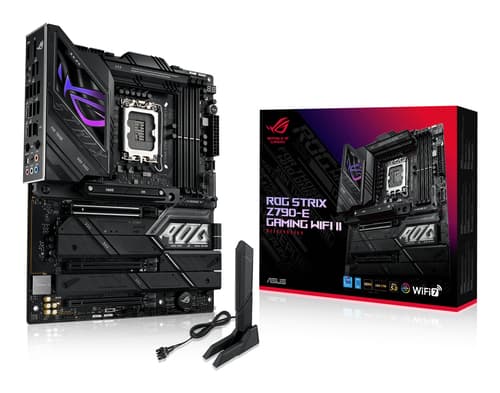 ASUS ROG STRIX Z790-E GAMING WIFI II - Motherboard - ATX - LGA1700 Socket - Z790 Chipset - USB 3.2 Gen 1, USB 3.2 Gen 2, USB-C 3.2 Gen2, USB-C 3.2 Gen 2x2 - 2.5 Gigabit LAN, Wi-Fi 7, Bluetooth - onboard graphics (CPU required) - HD Audio (8-channel)