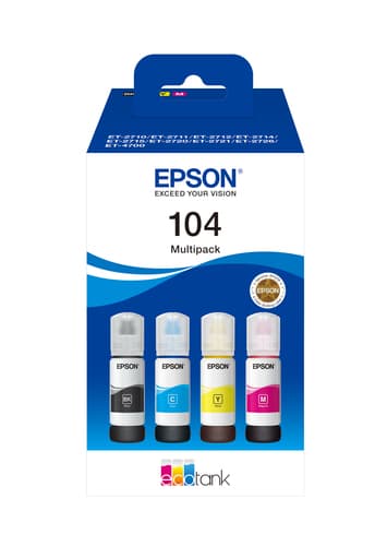 Epson EcoTank 104 - 4-pack - black, yellow, cyan, magenta - original - ink refill - for EcoTank ET-14100, 1810, 2721, 2810, 2811, 2812, 2814, 2815, 2820, 2821, 2825, 2826, 4800