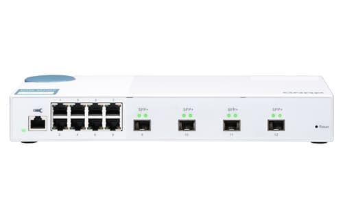 QNAP QSW-M408S - Switch - Managed - 8 x 10/100/1000 + 4 x 10 Gigabit SFP+ - desktop — view 1