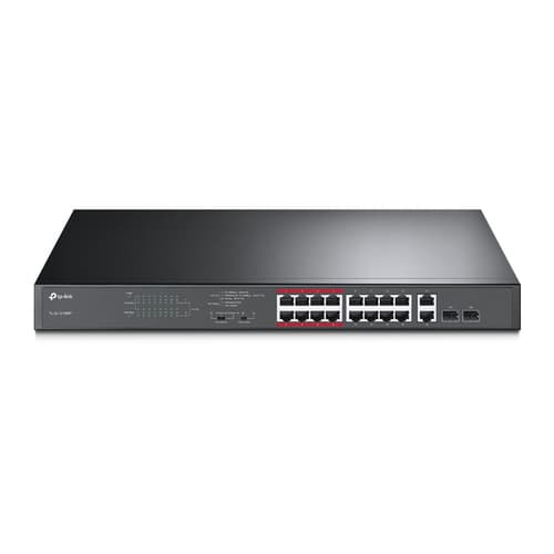TP-Link TL-SL1218MP - Switch - unmanaged - 16 x 10/100 (PoE+) + 2 x 10/100/1000 + 2 x combo Gigabit SFP - rack-mountable (192 W)