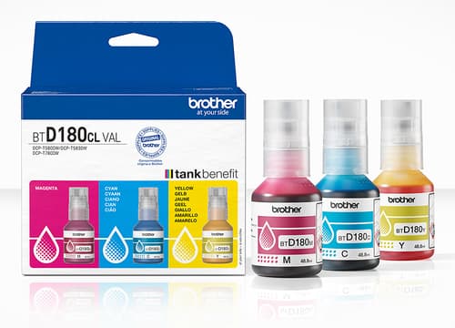 Brother BTD180CL Multipack - 3-pack - yellow, cyan, magenta - original - hanging box - ink refill - for Brother DCP-T580DW, DCP-T780DW — view 4