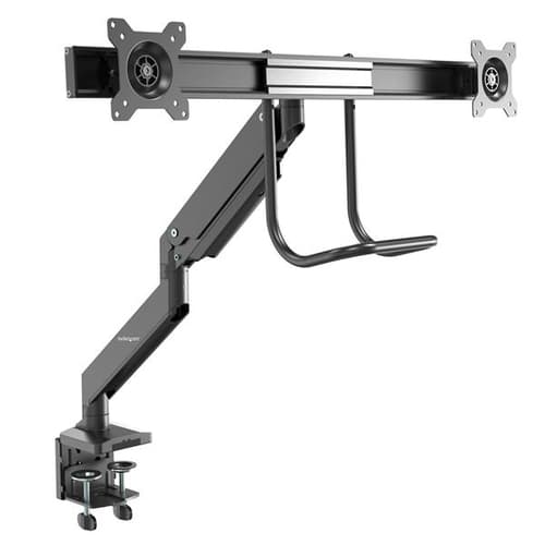 StarTech.com Desk Mount Dual Monitor Arm, Ergonomic Dual Monitor VESA Mount for 32" 17.6lbs (8kg) Displays, Crossbar Handle for Synchronized Full Motion, Height Adjustable, C-Clamp/Grommet