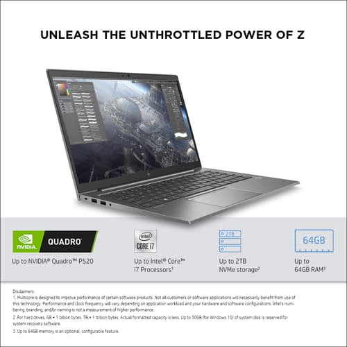 HP ZBook Firefly 14 G7 Mobile Workstation - Core i7 10510U / 1.8 GHz - 16 GB RAM - 256 GB SSD NVMe, TLC - 14" IPS 1920 x 1080 (Full HD) - Quadro P520  - NFC, Wi-Fi 6, Bluetooth - Win 10 Pro 64-bit - kbd: UK — view 8