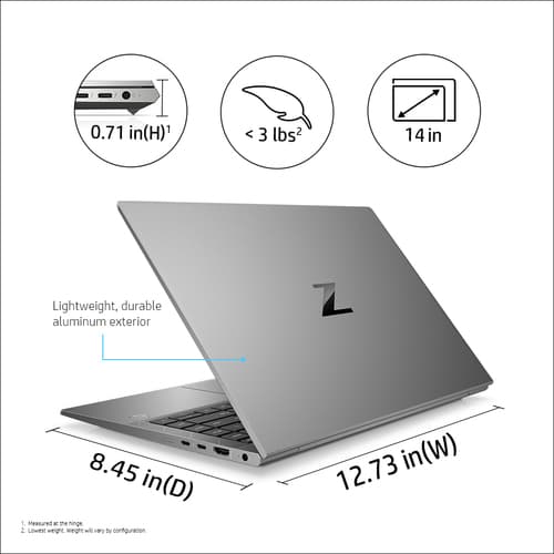 HP ZBook Firefly 14 G7 Mobile Workstation - Core i7 10510U / 1.8 GHz - 16 GB RAM - 256 GB SSD NVMe, TLC - 14" IPS 1920 x 1080 (Full HD) - Quadro P520  - NFC, Wi-Fi 6, Bluetooth - Win 10 Pro 64-bit - kbd: UK — view 9