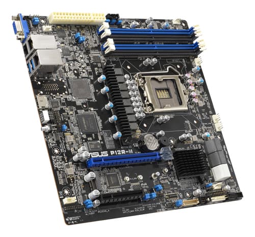 ASUS P12R-M - Motherboard - micro ATX - LGA1200 Socket - C252 Chipset - USB 3.2 Gen 2 - 2 x Gigabit LAN - onboard graphics — view 3
