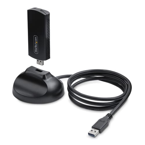 StarTech.com Wi-Fi 6E USB Adapter/Dongle, For Desktop/Laptop PC, Wireless NIC w/Foldable Antenna, WiFi Adapter Supports 802.11 b/g/n/ac/ax, 2.4/5/6 GHz Network Compatible - Network adapter - USB 3.0 - Wi-Fi 6E - black