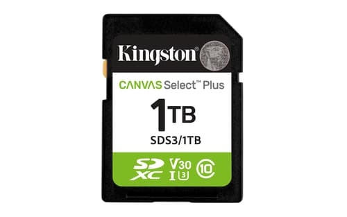 Kingston Canvas Select Plus - Flash memory card - 1 TB - Video Class V30 / UHS-I U3 / Class10 - SDXC UHS-I