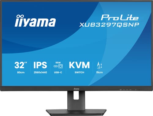 iiyama ProLite XUB3297QSNP-B1 - LED monitor - 32" (31.5" viewable) - 2560 x 1440 QHD @ 100 Hz - IPS - 350 cd/m� - 1000:1 - 1 ms - HDMI, DisplayPort, USB-C - speakers - black, matte — view 11