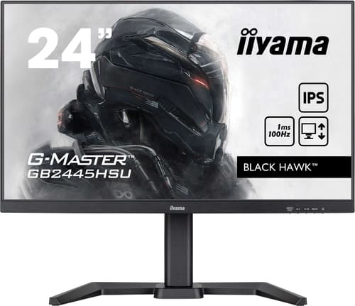iiyama G-MASTER Black Hawk GB2445HSU-B2 - LED monitor - 24" (23.8" viewable) - 1920 x 1080 Full HD (1080p) @ 100 Hz - IPS - 300 cd/m� - 1300:1 - 1 ms - HDMI, DisplayPort - speakers - matte black — view 1