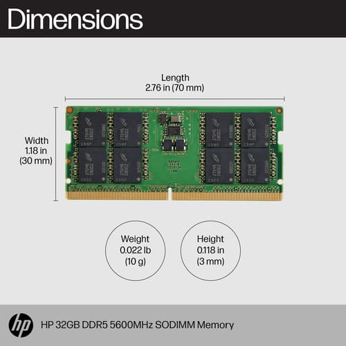 HP - DDR5 - module - 32 GB - SO-DIMM 262-pin — view 3