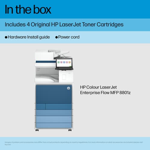 HP LaserJet Enterprise Flow MFP 8801z - Multifunction printer - colour - laser - A3 (297 x 420 mm) (original) - A3/Ledger (media) - up to 60 ppm (copying) - up to 60 ppm (printing) - 2180 sheets - 33.6 Kbps - Gigabit LAN, USB 2.0 host, USB 3.0, USB 3.0 host — view 6