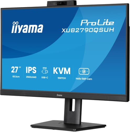 iiyama ProLite XUB2790QSUH-B2 - LED monitor - 27" - 2560 x 1440 QHD @ 100 Hz - IPS - 250 cd/m� - 1300:1 - 0.4 ms - HDMI, DisplayPort, USB-C - speakers - black, matte — view 5