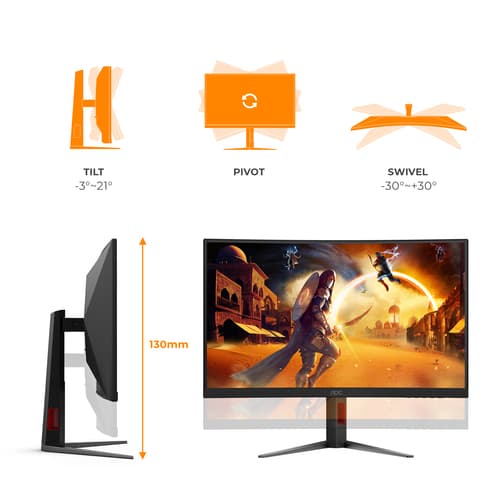 AOC Gaming C27G4Z2 - G4 Series - LED monitor - gaming - curved - 27" - 1920 x 1080 Full HD @ 260 Hz - VA - 300 cd/m� - 3000:1 - HDR10 - 0.3 ms - 2xHDMI, DisplayPort - black, red — view 4
