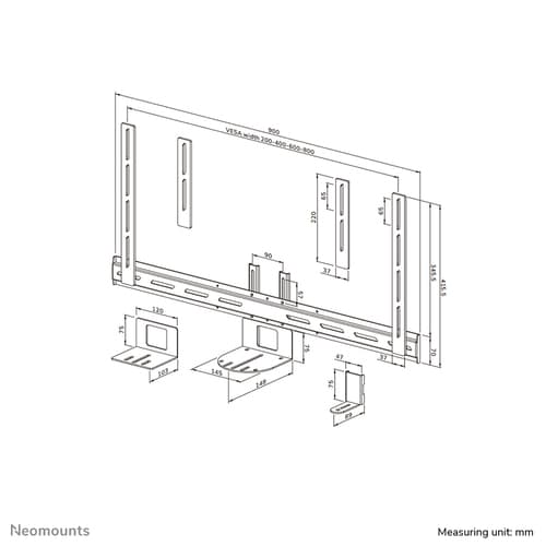 Neomounts AV50-500BL - Mounting kit (mount bracket, camera shelf) - for PTZ camera - universal - black - screen size: 43"-110" - VESA-mountable, above the screen, below the screen — view 20