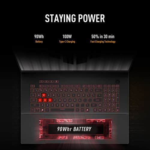 ASUS TUF Gaming A18 FA808UM-S8013W - 180-degree hinge design - AMD Ryzen 7 - 260 / up to 5.1 GHz - Win 11 Home - GeForce RTX 5060 - 16 GB RAM - 1 TB SSD NVMe - 18" 1920 x 1200 @ 144 Hz - Gigabit Ethernet - Wi-Fi 6E, Bluetooth - jaeger grey — view 19
